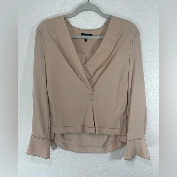 Rag & Bone Shields 100% Silk Drape-Front Top Blouse Women’s XXS Dusty Rose - Picture 1 of 16